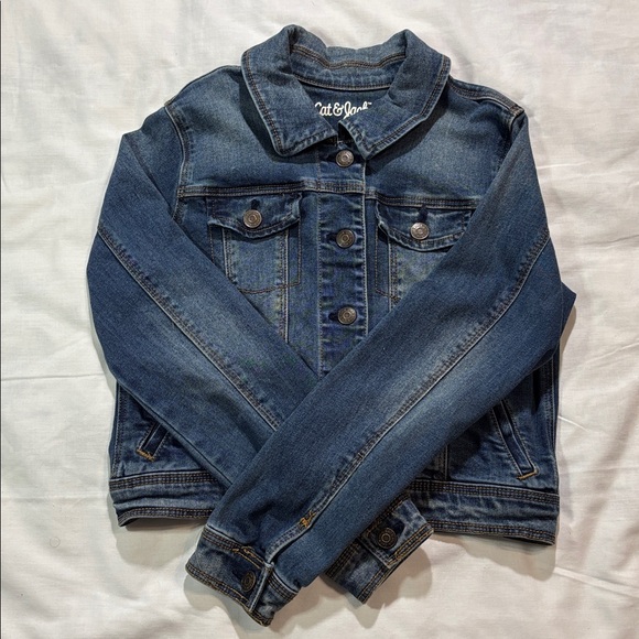 Cat & Jack Girls Size L (10-12) Classic Denim Spring Jacket Snap closure. - Picture 1 of 5